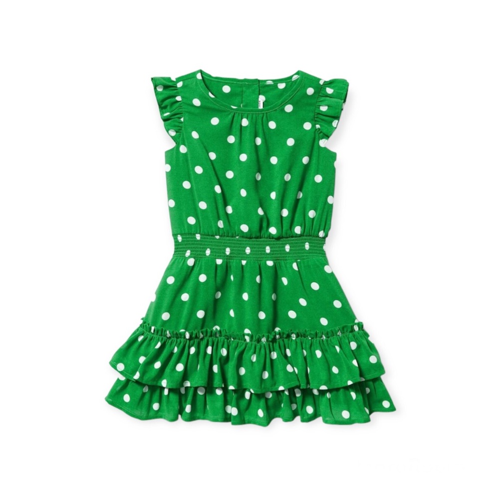 NWOT - Janie and Jack Green Chiffon Dotted Dress & Bloomer Set